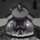 An image from Death's Door depicting Crow standing in a black-and-white cathedral.